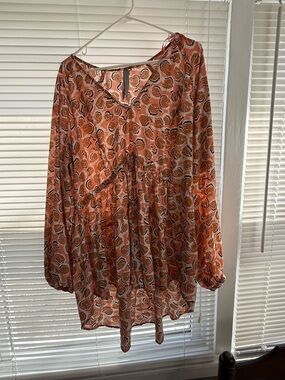 Melissa McCarthy Seven7 Rust Floral Tunic Top